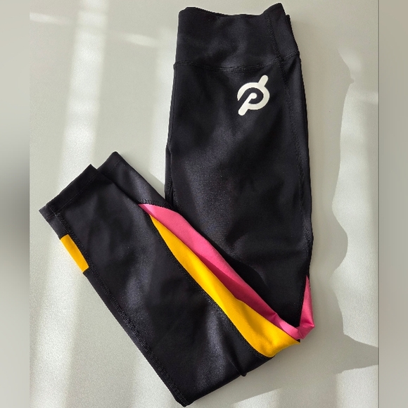Clearance! Peloton Black Athletic Leggings with Vibrant Pink and Yellow Accents - Picture 13 of 13